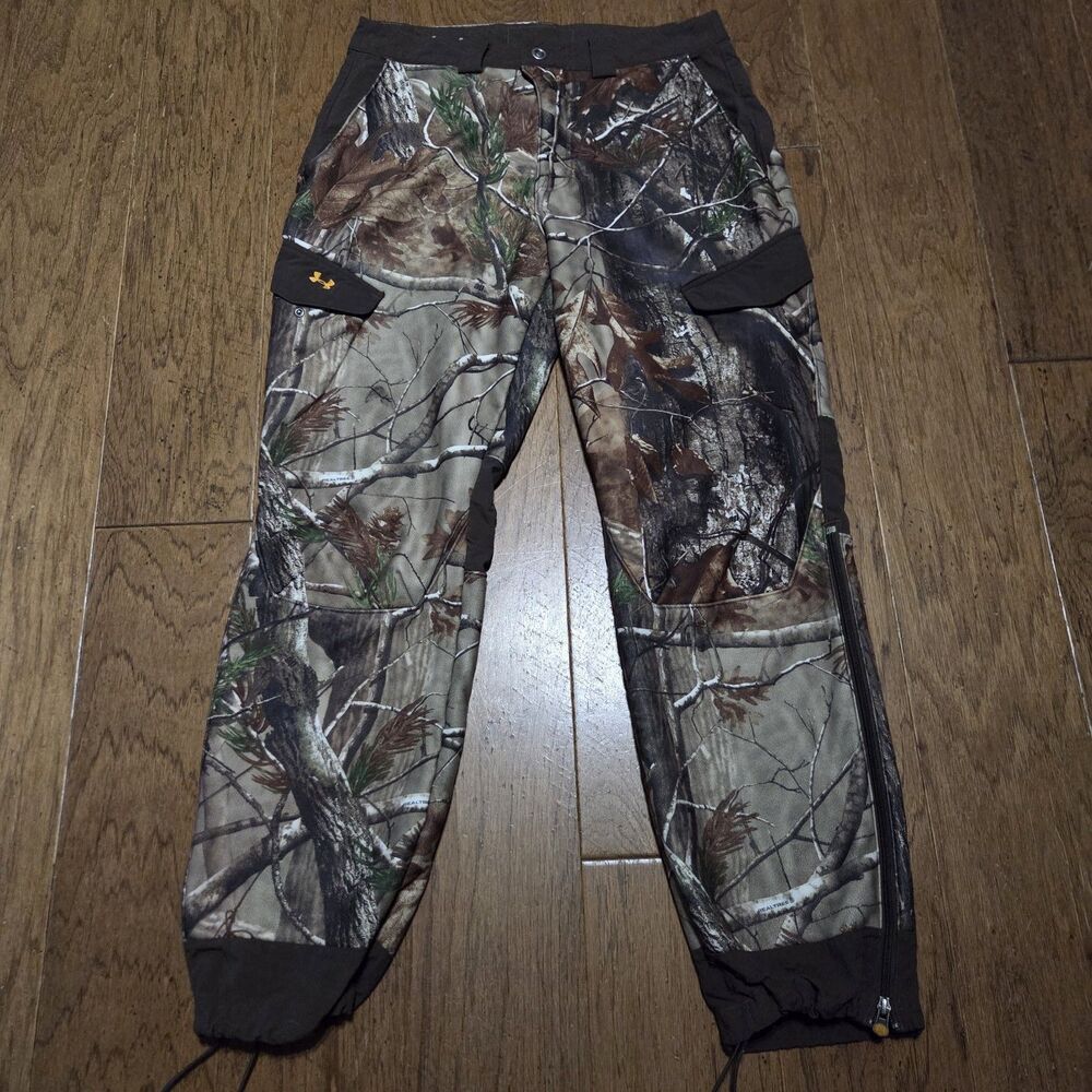 Under Armour UA Storm ColdGear Hunting Pants Mens 32 Realtree Camo Fleece Cargo